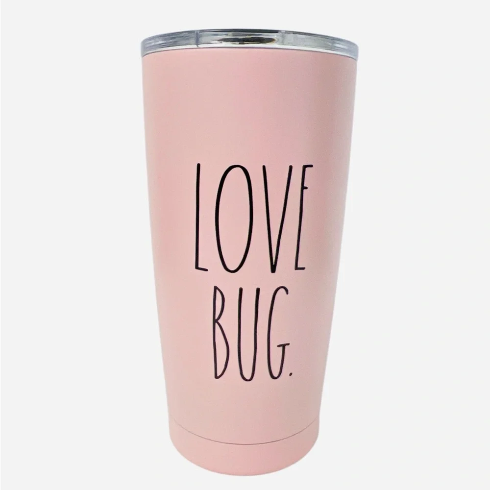 Rae Dunn Love Bug Pink Tumbler w/Lid TM075 BPA-Free Stainless Steel 17oz/500 ml